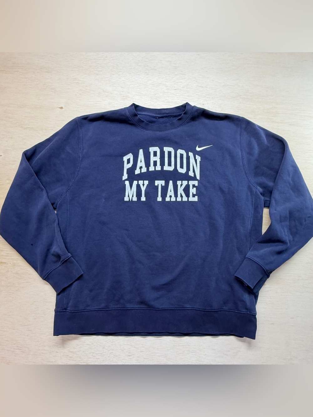 Nike Pardon My Take Barstool Sports Sweatshirt Pullover Large Navy Blue Fleece